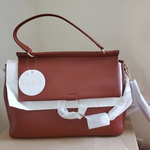NWT Chloé Faye Large Leather Day Bag in Sienna brown. Retail $2350.